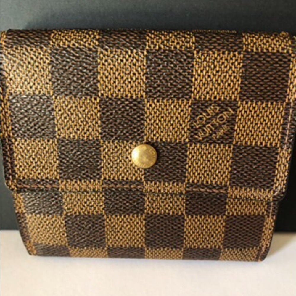 Louis Vuitton Elise Damier Ebene Compact Leather Wallet